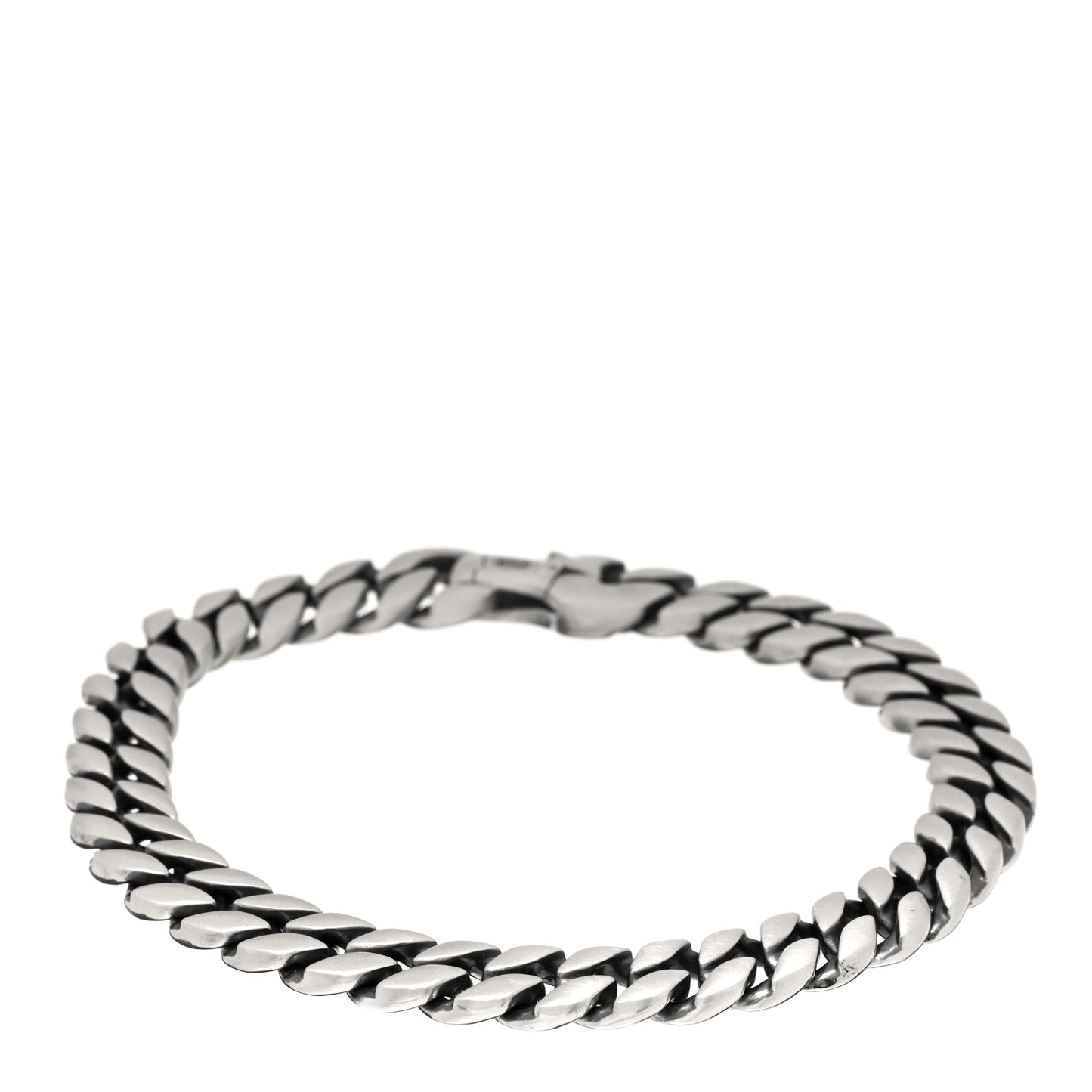 Sterling Silver 8mm Buckle Curb Chain Bracelet
