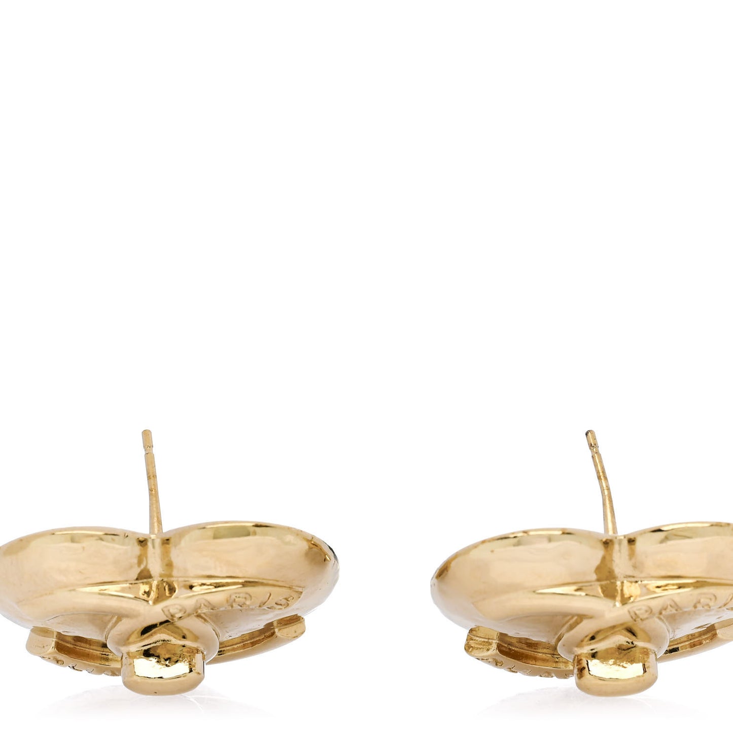 Metal CC Heart Turnlock Earrings Gold