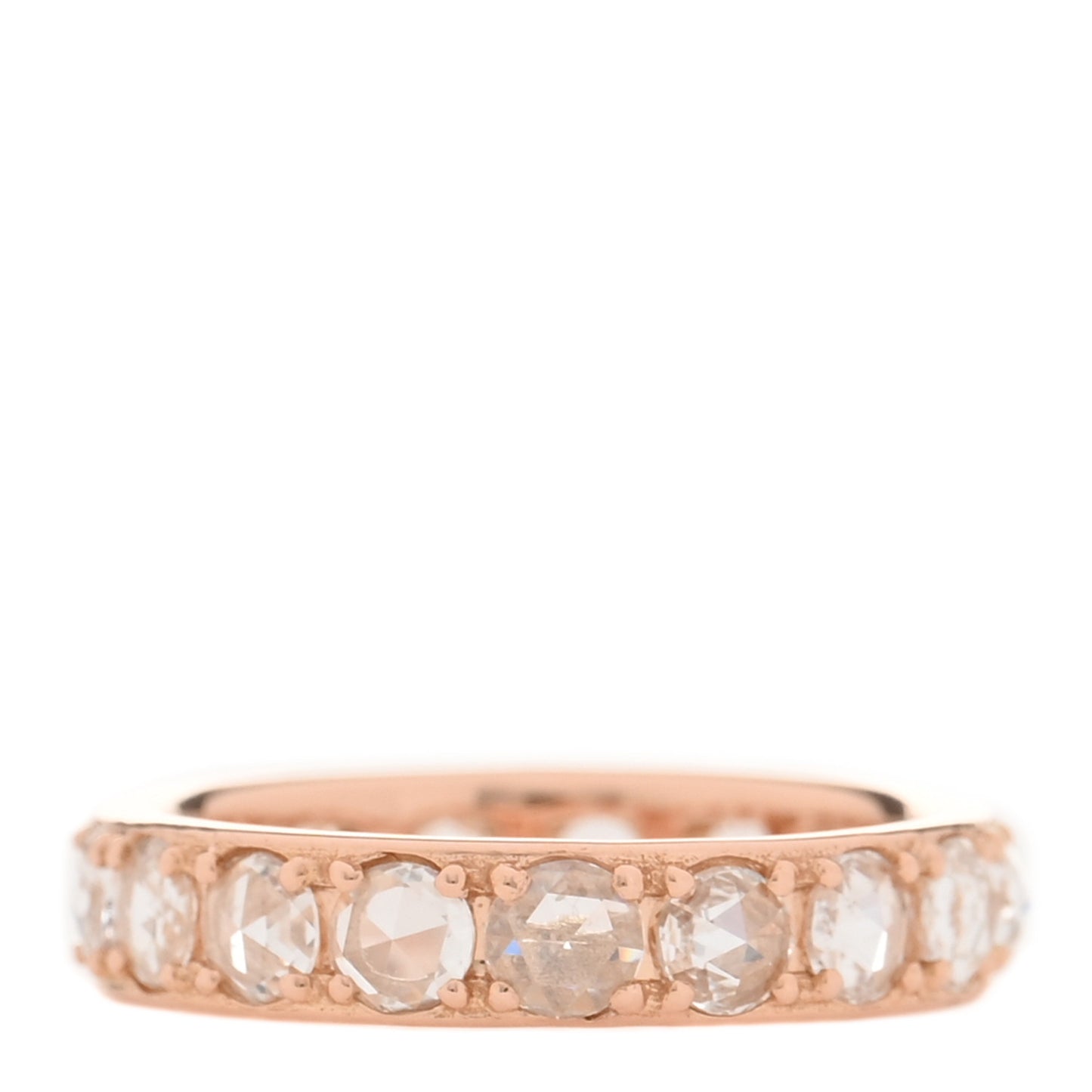 18K Rose Gold Diamond Metro Rose Cut Eternity Band Ring 46 3.75