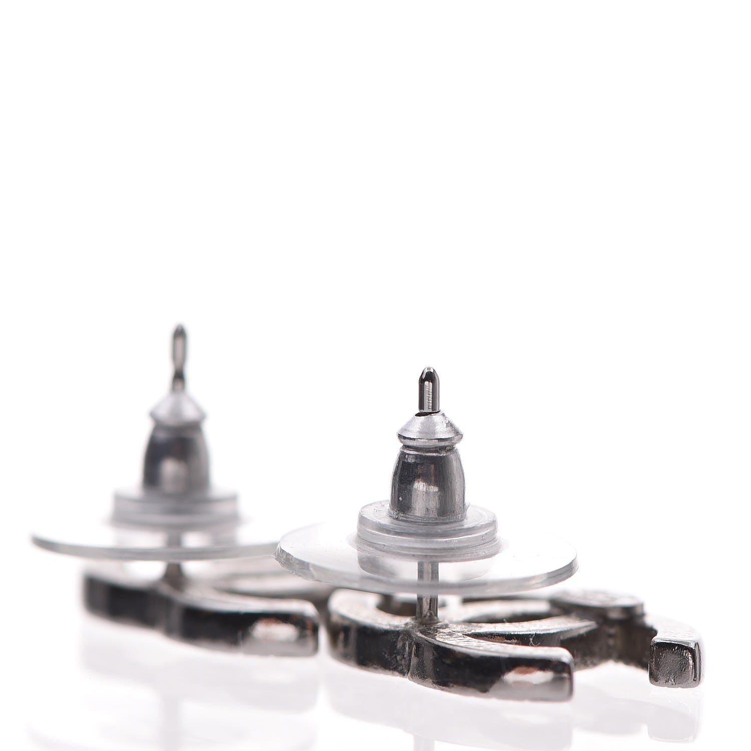 Chanel Crystal CC Earrings Light Grey 4 of 4