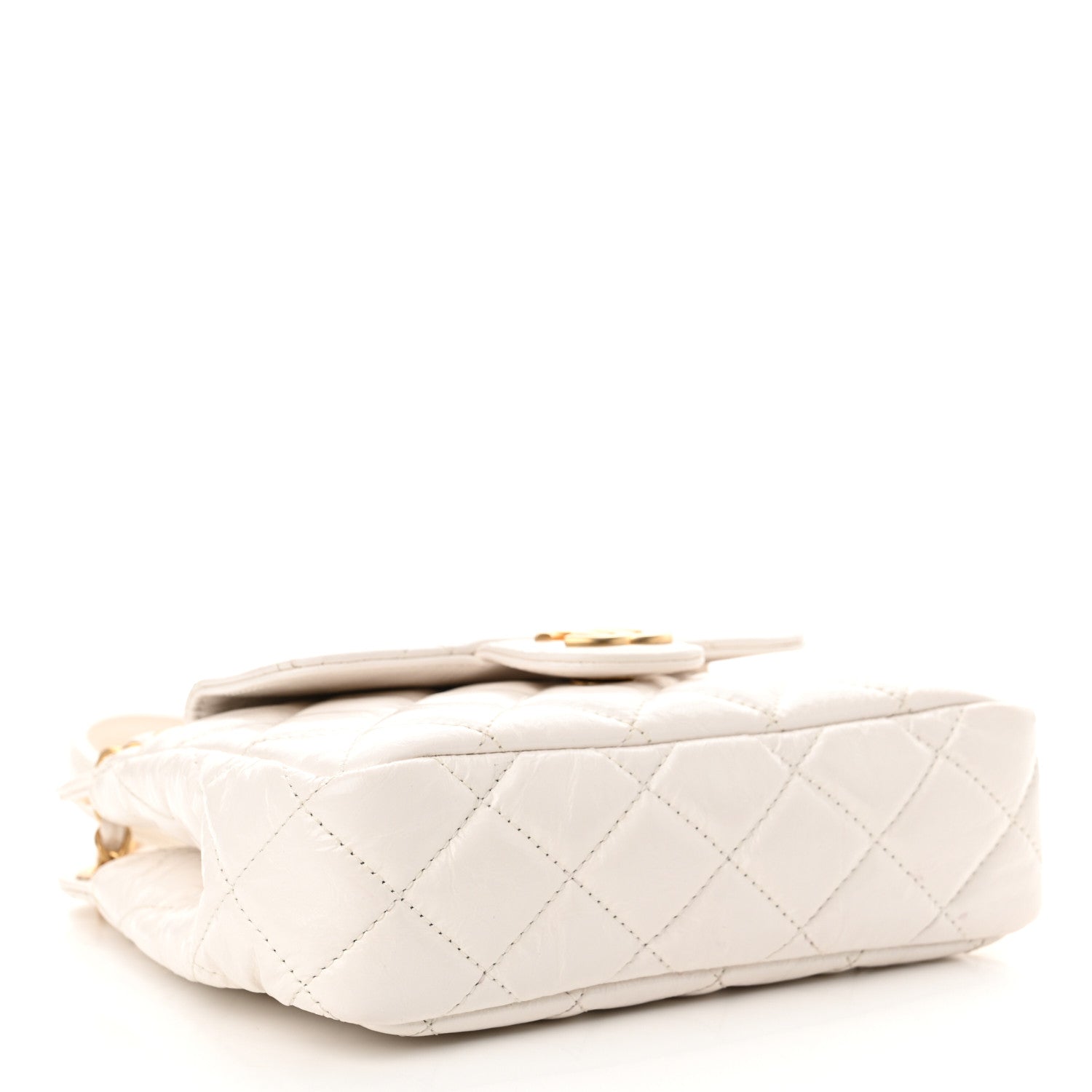 Chanel Shiny Crumpled Calfskin Quilted Small Wavy CC Hobo White 4 of 11
