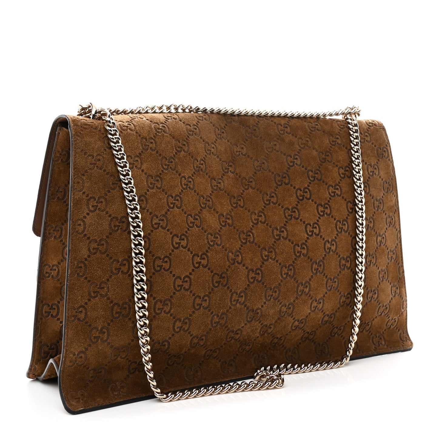 Suede GG Debossed Large Dionysus Shoulder Bag Brown