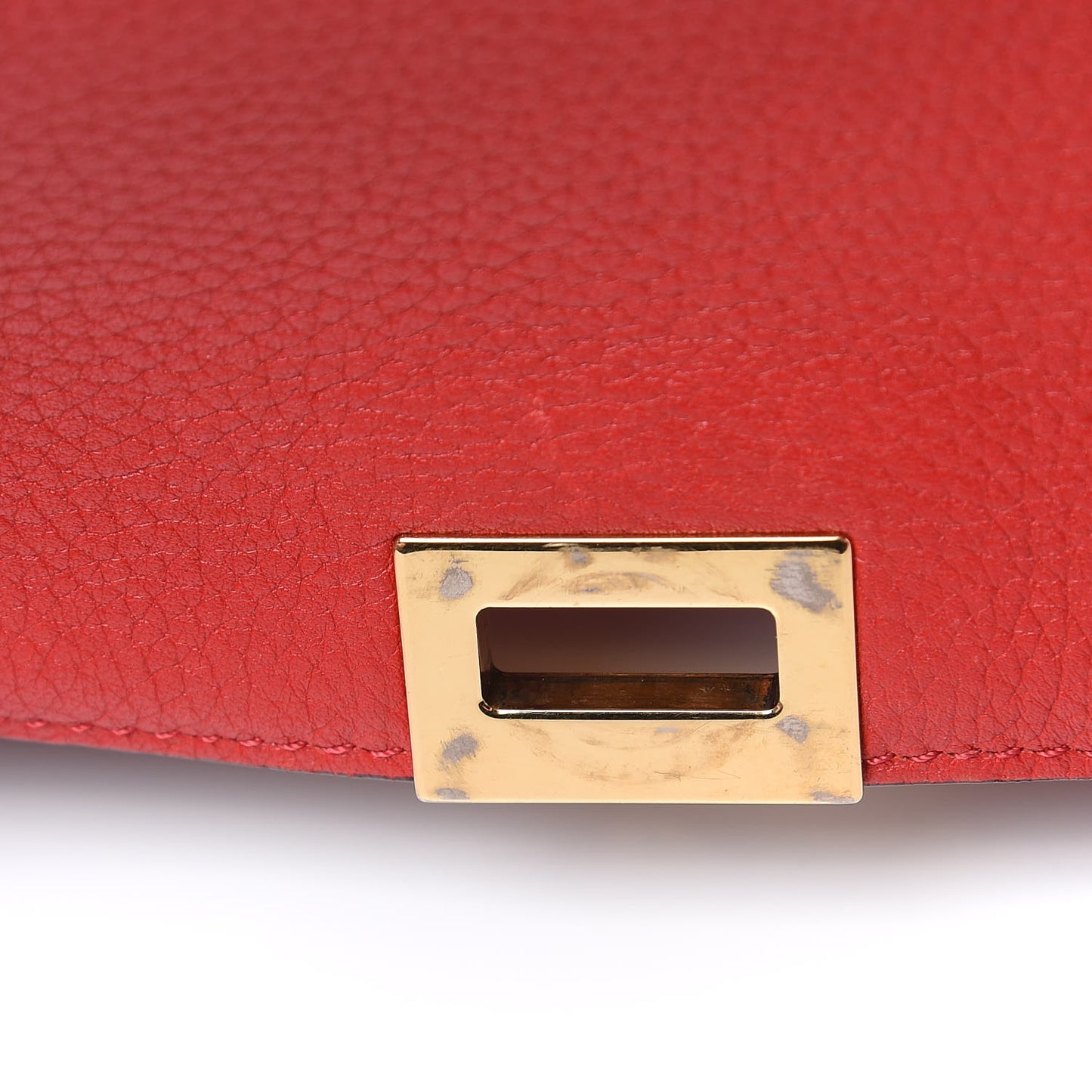 Drummed Calfskin Suede Small Trapeze Coquelicot
