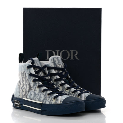 Christian Dior Technical Canvas Oblique Mens B23 High Top Sneakers 43 White Blue 9 of 9