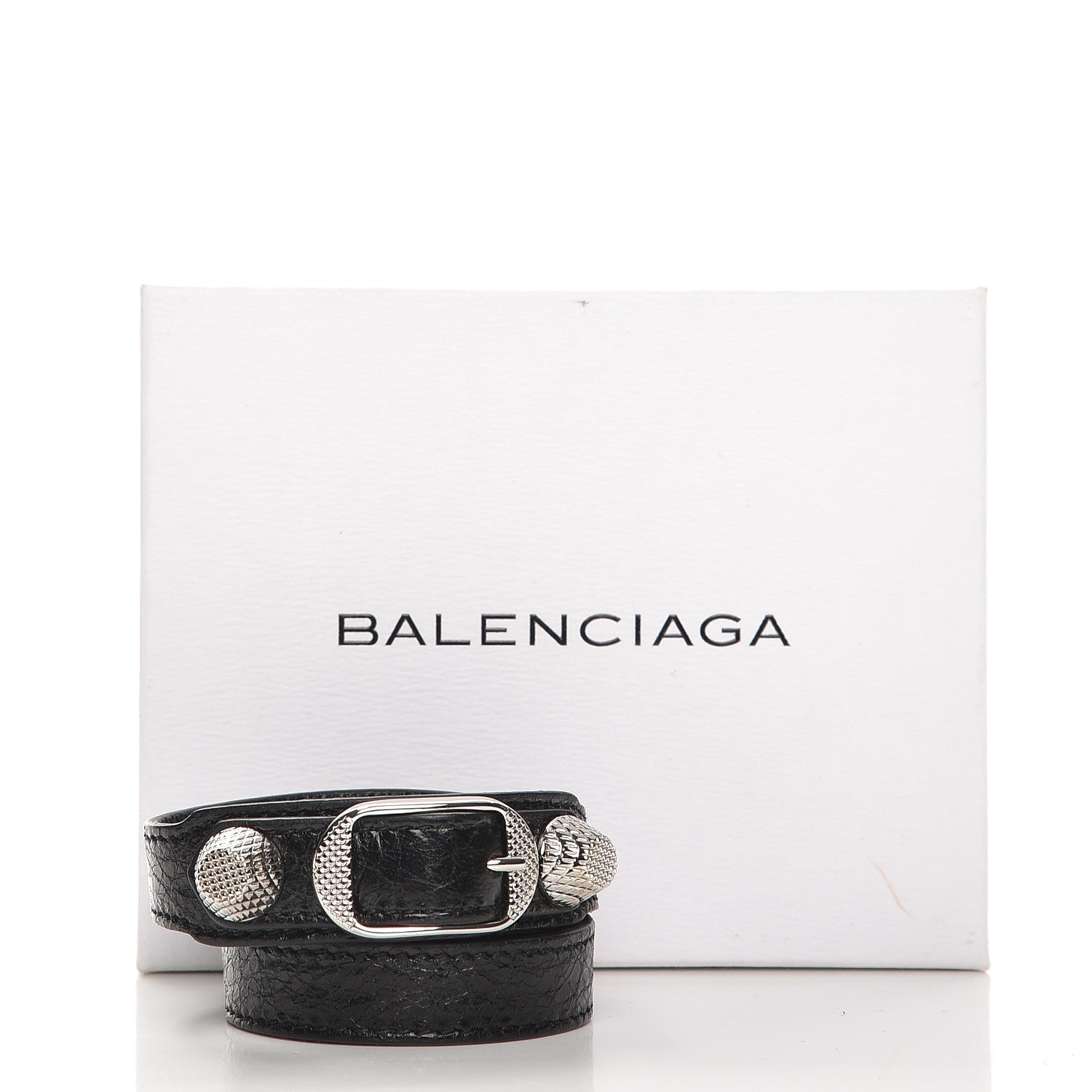 Balenciaga Agneau Giant 12 Silver Hardware Triple Tour Bracelet S Black 6 of 6