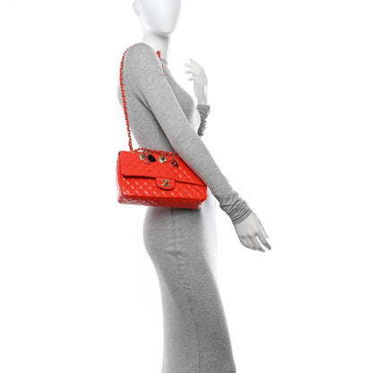Chanel Patent Calfskin Quilted Valentine Charms Medium Single Flap Red 2 of 12