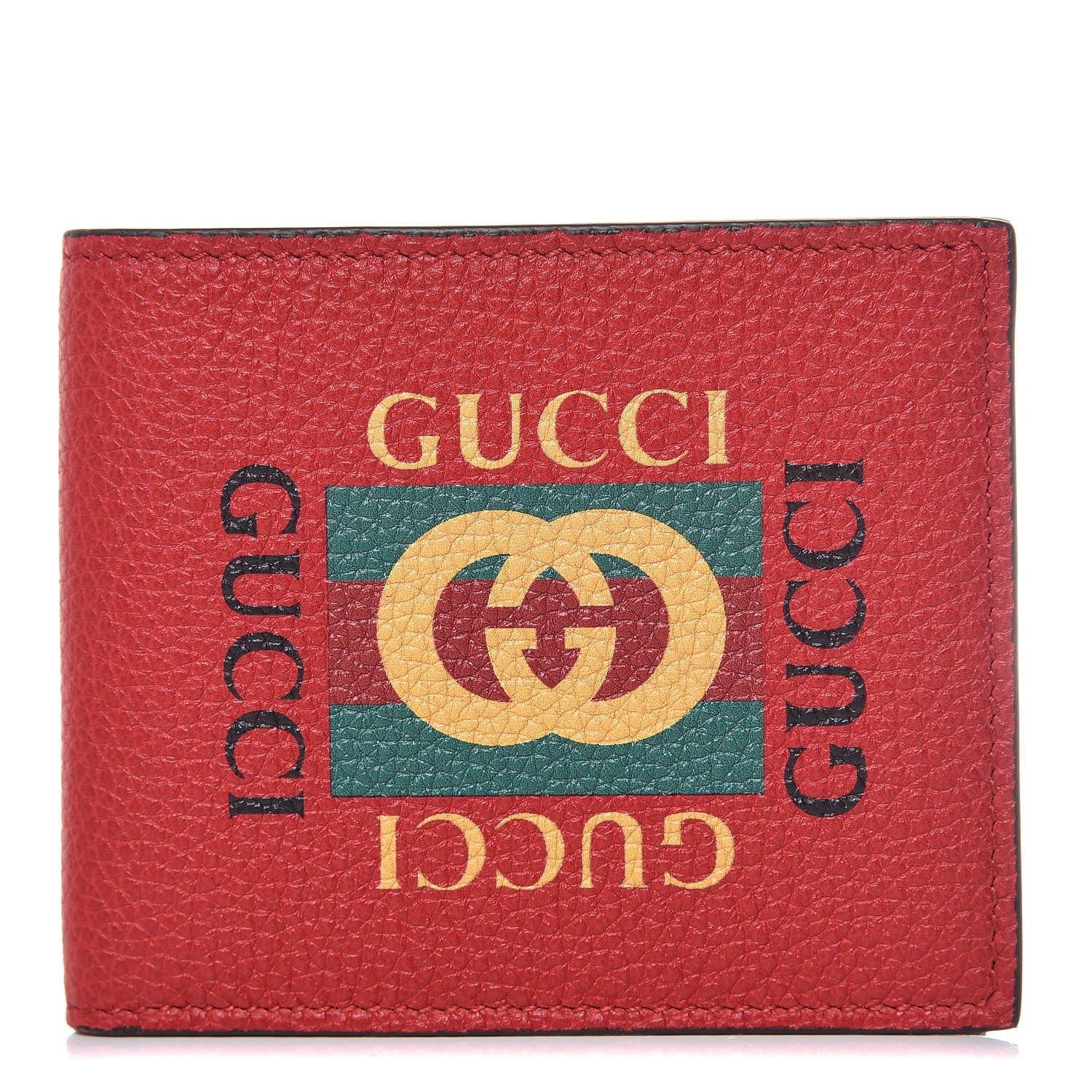 Gucci Calfskin Logo Bi-Fold Wallet Red 1 of 8