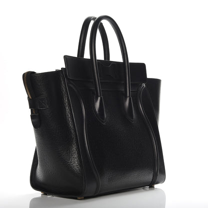 Celine Calfskin Astrakhan Embossed Mini Luggage Black 3 of 10