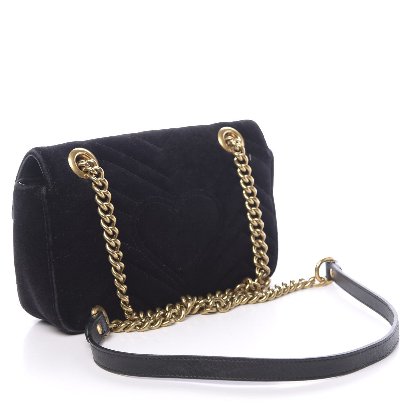 Velvet Matelasse Mini GG Marmont Shoulder Bag Black