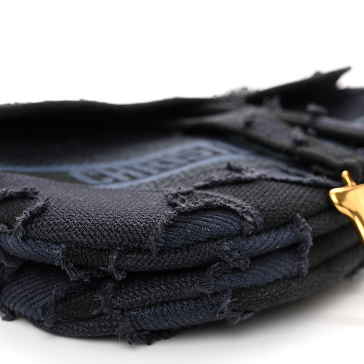 Canvas Embroidered Camouflage Saddle Bag Blue