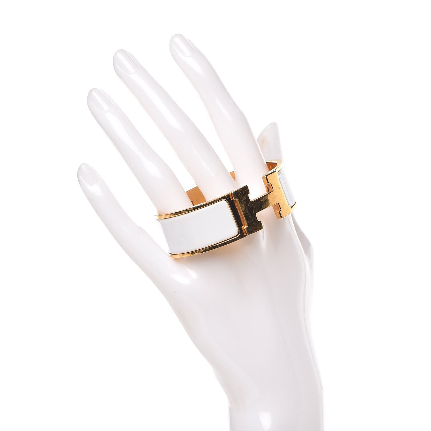 Enamel Wide Clic Clac H Bracelet PM White