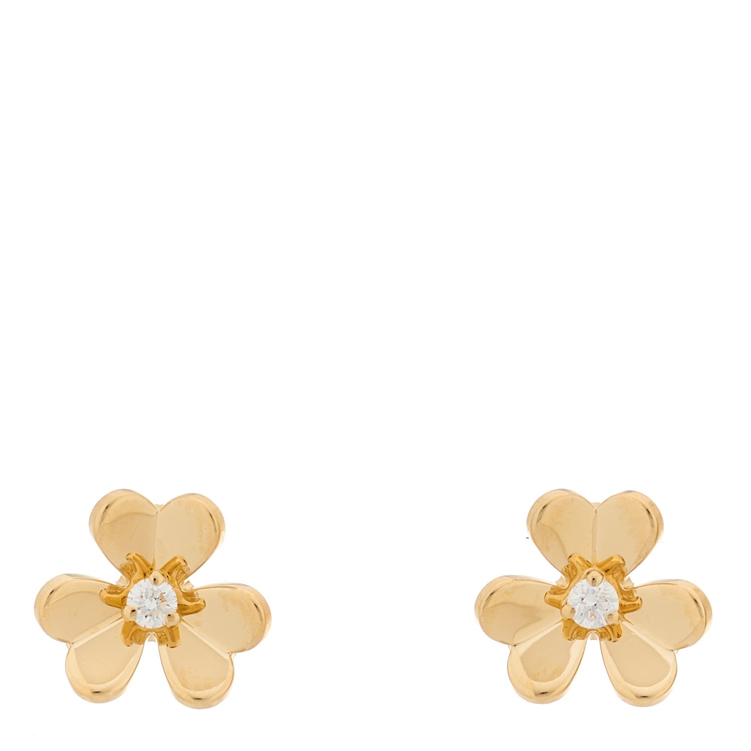 Van Cleef & Arpels 18K Yellow Gold Diamond Mini Frivole Earrings 1 of 4