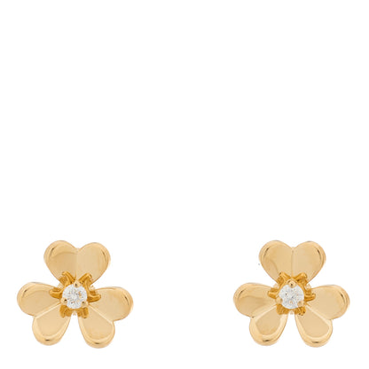 Van Cleef & Arpels 18K Yellow Gold Diamond Mini Frivole Earrings 1 of 4