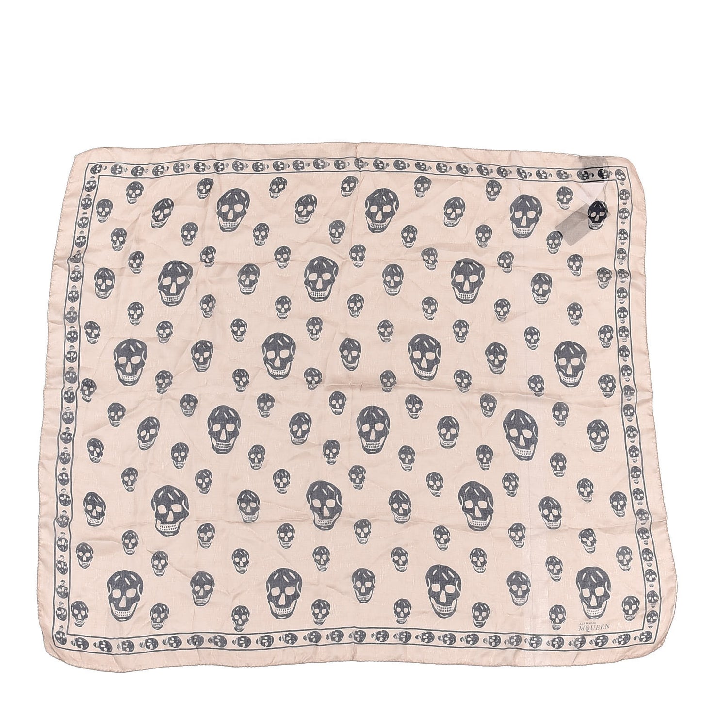 Silk Chiffon Skull Scarf Old Rose Blue
