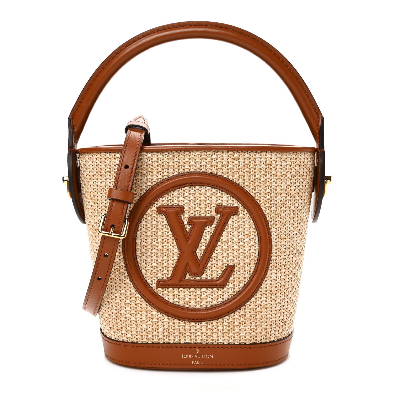 Louis Vuitton Kitted Raffia Petit Bucket Caramel 1 of 9