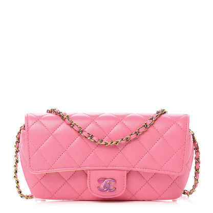 Chanel Lambskin Quilted Glasses Case With Chain Pink Yellow 1 of 12
