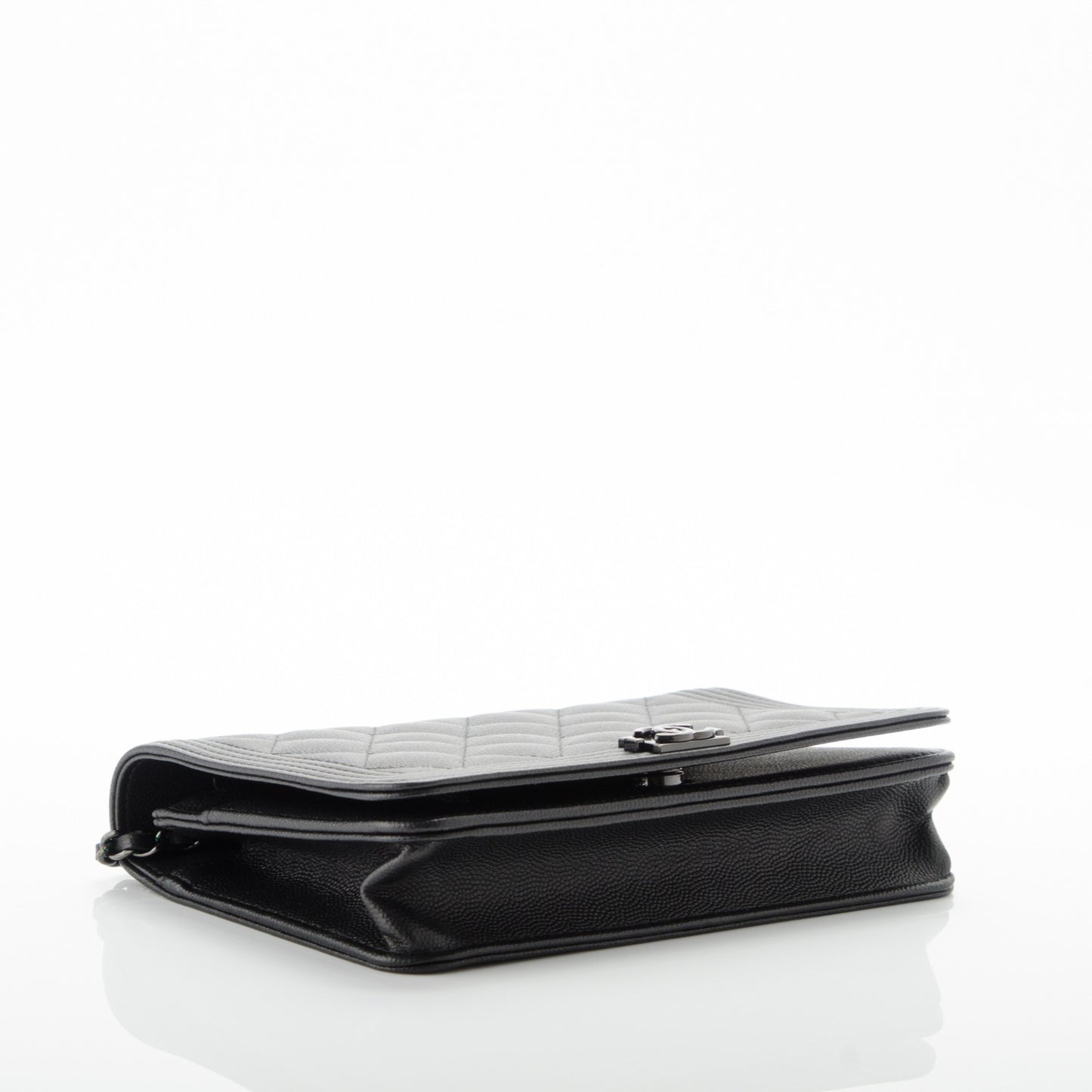 Caviar Quilted Boy Wallet On Chain WOC So Black