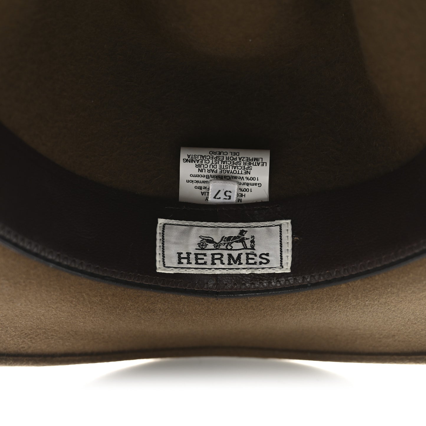 Felt Calfskin Fedora Hat 57 Brown