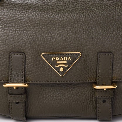 Prada Vitello Daino Messenger Bag Militare 10 of 13
