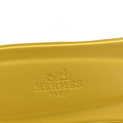 Hermes Box Calfskin Oran Sandals 37 Jaune Imperial 5 of 9