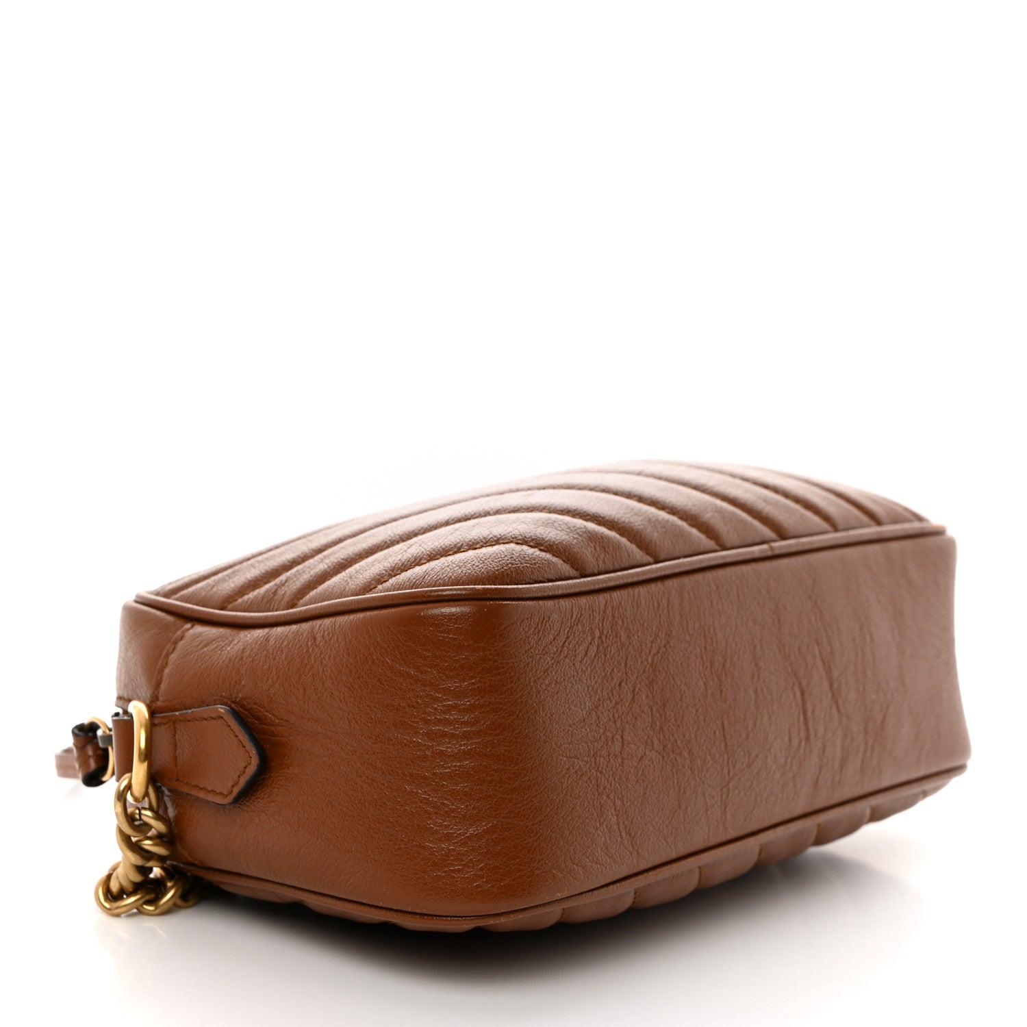 Gucci Glazed Calfskin Matelasse Diagonal Small GG Marmont Chain Shoulder Bag Cuir 4 of 10