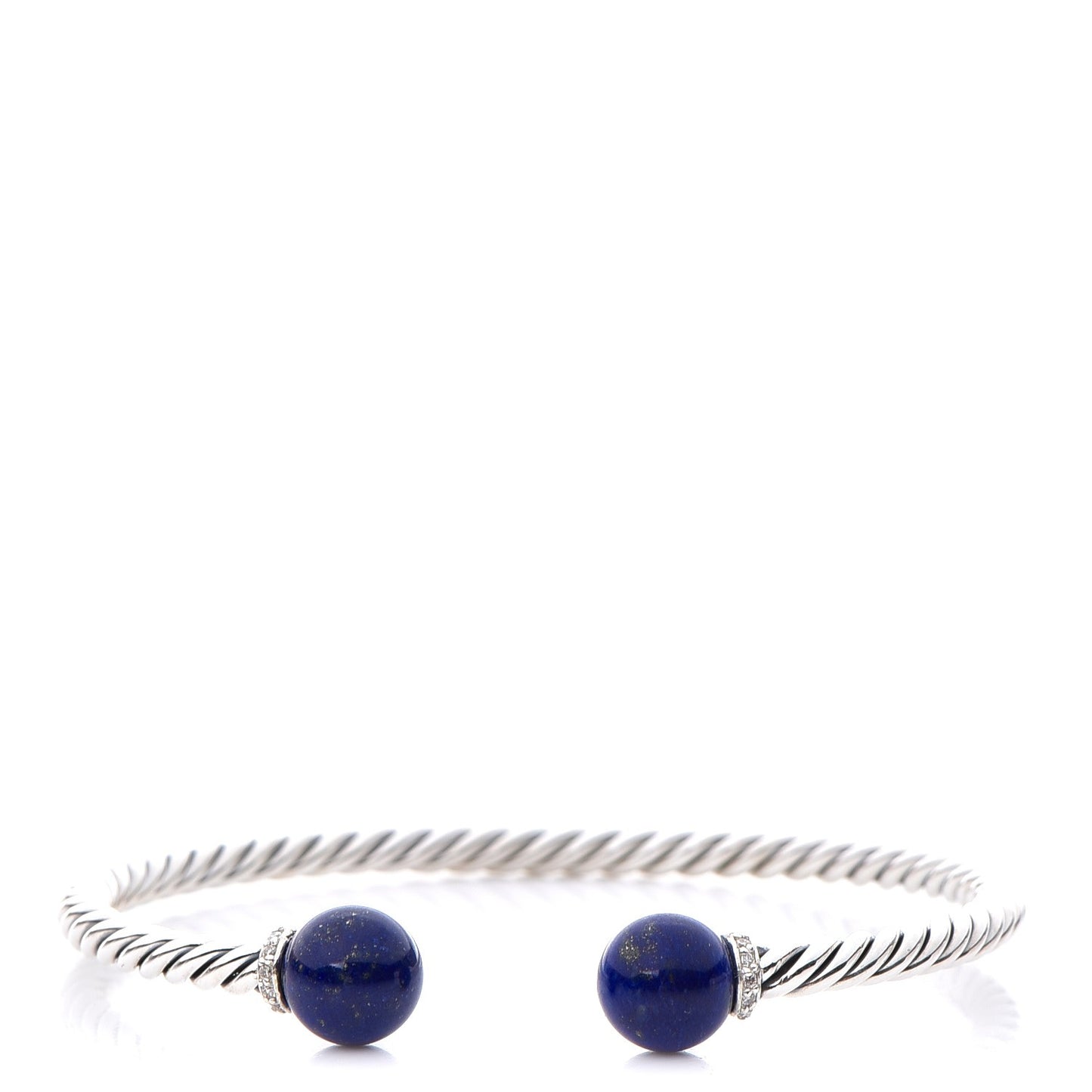 Sterling Silver Diamond Lapis Lazuli 9mm Solari Bracelet