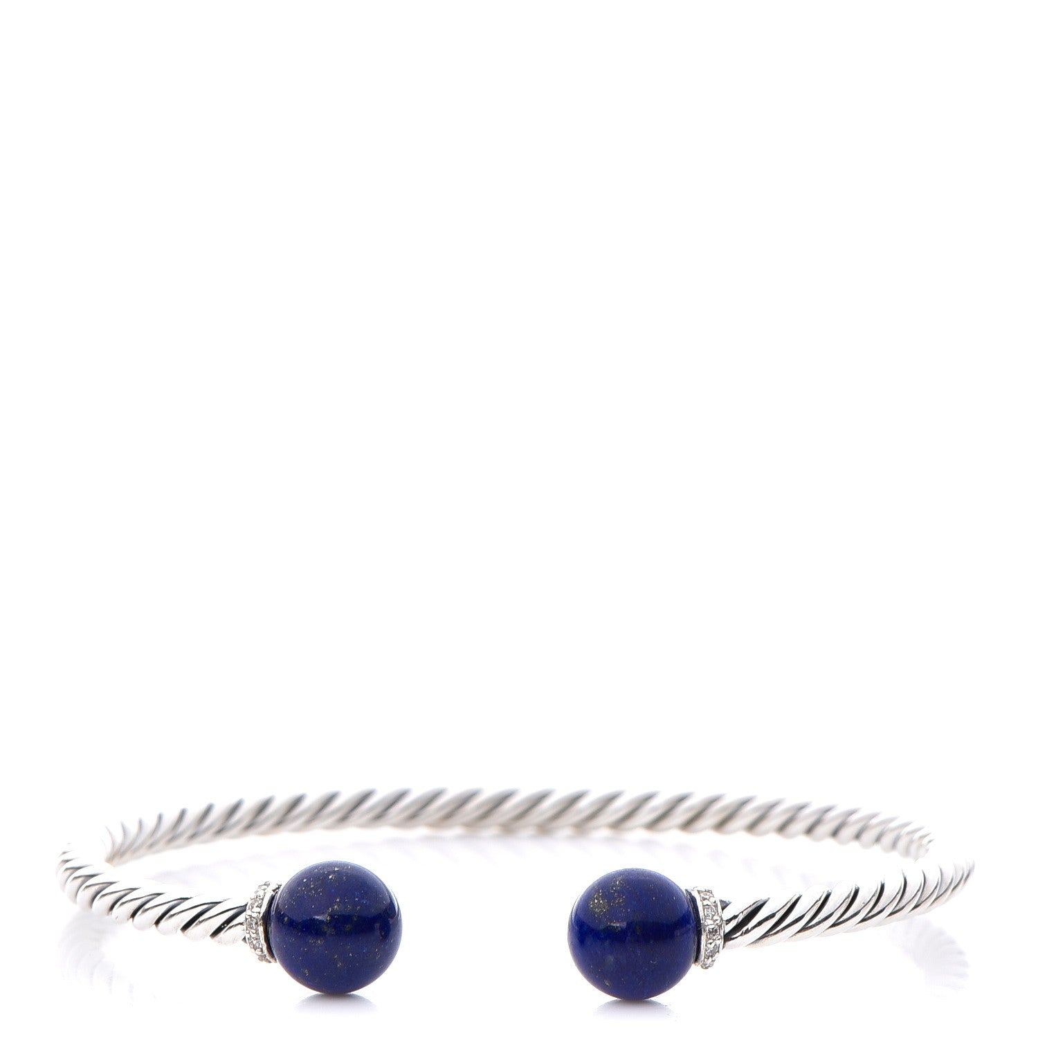 David Yurman Sterling Silver Diamond Lapis Lazuli 9mm Solari Bracelet 1 of 7