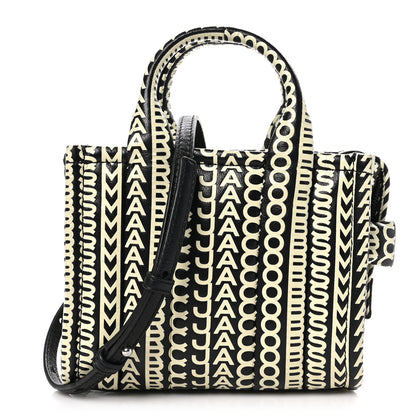 Marc Jacobs Calfskin The Micro Monogram Tote Black White 1 of 9