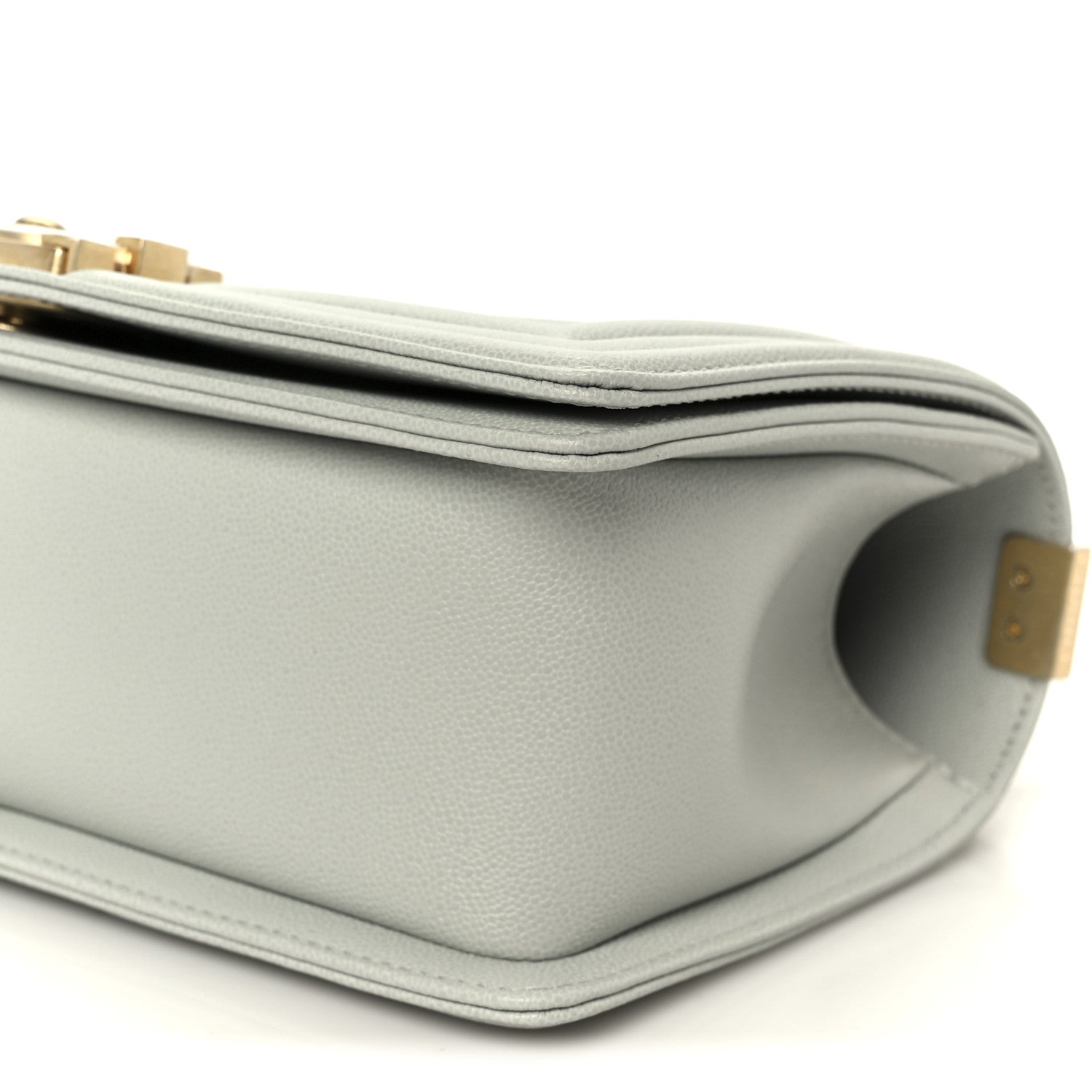 Chanel Caviar Chevron Quilted Medium Boy Flap Light Grey 10 of 11