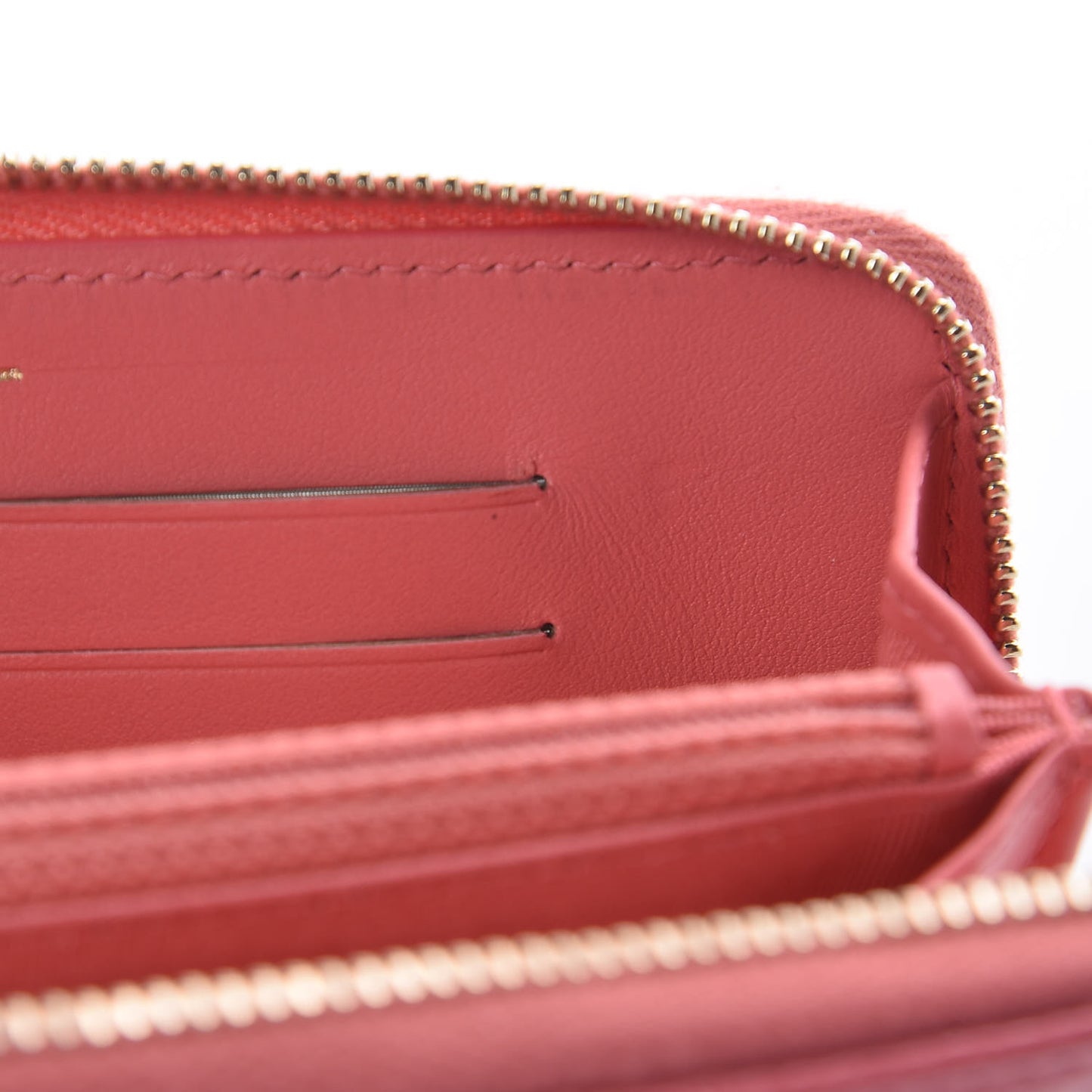 Metallic Caviar Quilted Small Zip Around Wallet Pink