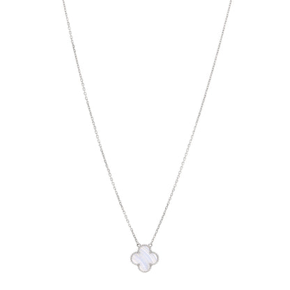 Van Cleef & Arpels 18K White Gold Chalcedony Vintage Alhambra Pendant Necklace 1 of 6