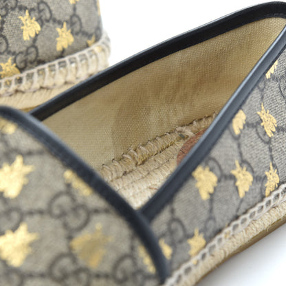 Gucci GG Supreme Monogram Bees Espadrille Flats 38.5 Beige Ebony Oro Black 10 of 11