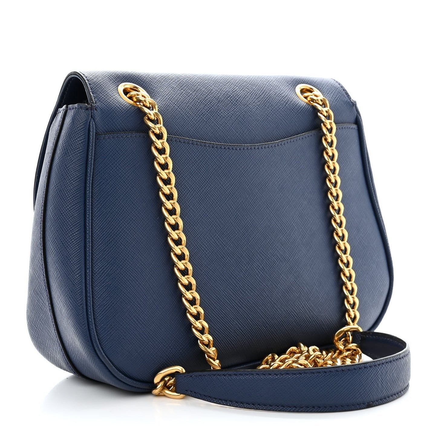 Saffiano Lux Chain Shoulder Bag Bluette