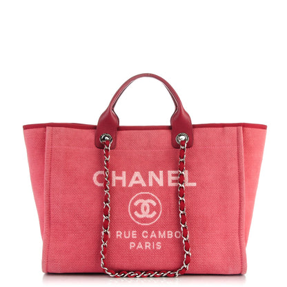 Chanel Canvas Large Deauville Tote Red 1 of 8