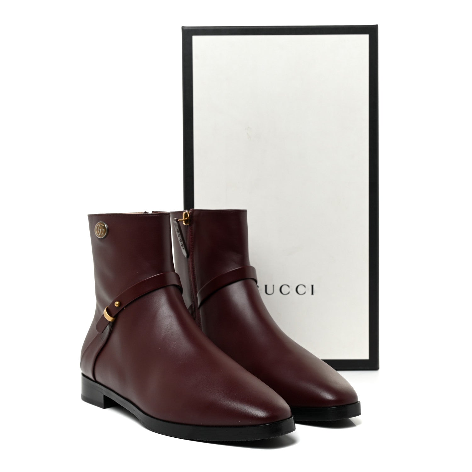 Gucci Calfskin Womens GG Ankle Boots 38.5 Vintage Bordeaux 20 of 20