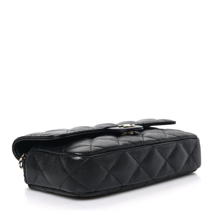 Chanel Caviar Quilted Flap Phone Holder With Chain Black 4 of 9