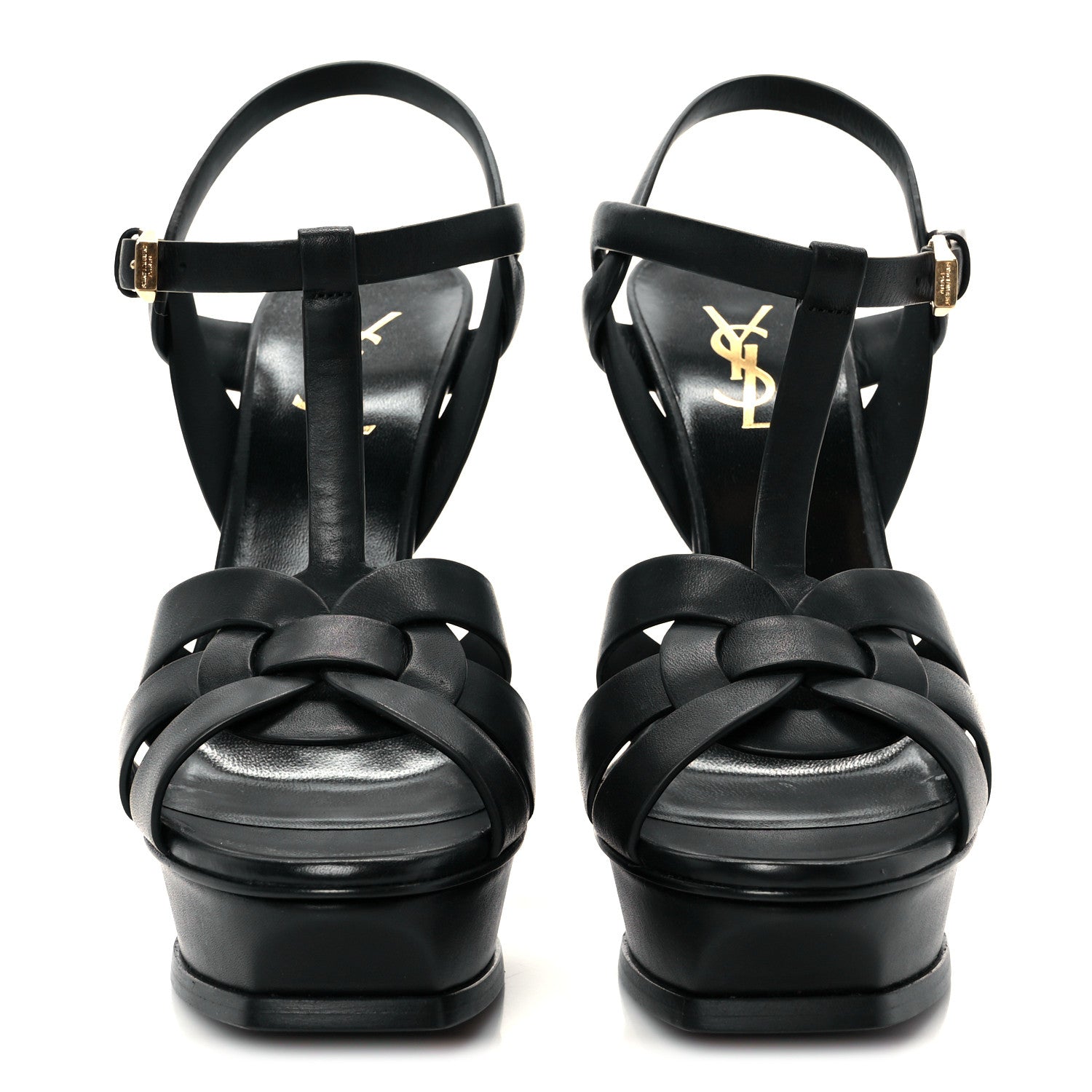 Saint Laurent Calfskin Tribute 105 Platform Sandals 38.5 Black 3 of 10