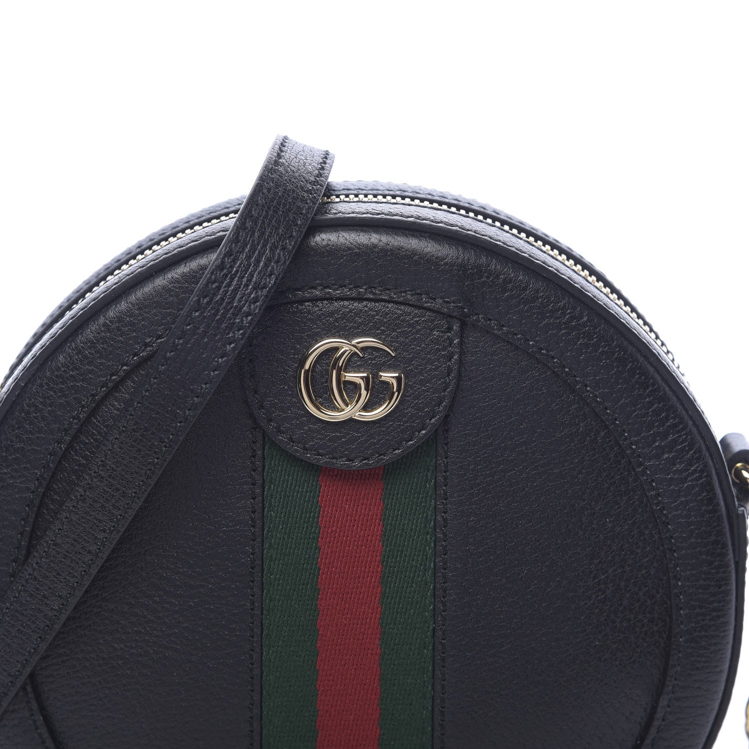 Gucci Grained Calfskin Web Mini Ophidia Round Shoulder Bag Black 10 of 10