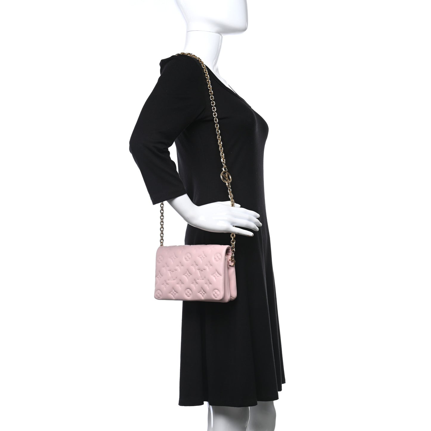Lambskin Embossed Monogram Pochette Coussin Rose