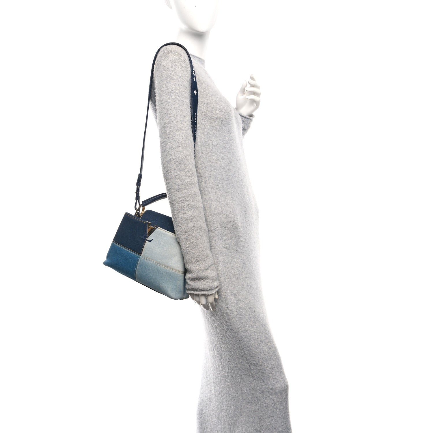Louis Vuitton Taurillon Denim Capucines BB Navy Blue 2 of 10