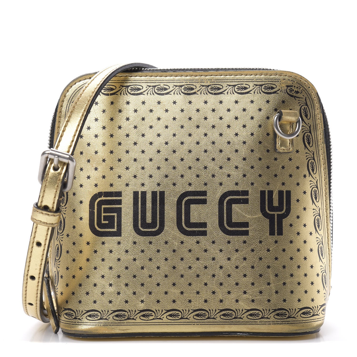 Gucci X SEGA Calfskin GUCCY Stars Mini Dome Shoulder Bag Gold 1 of 16