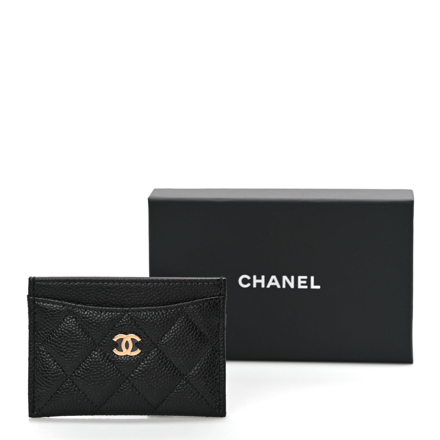 Caviar Quilted Card Holder Black