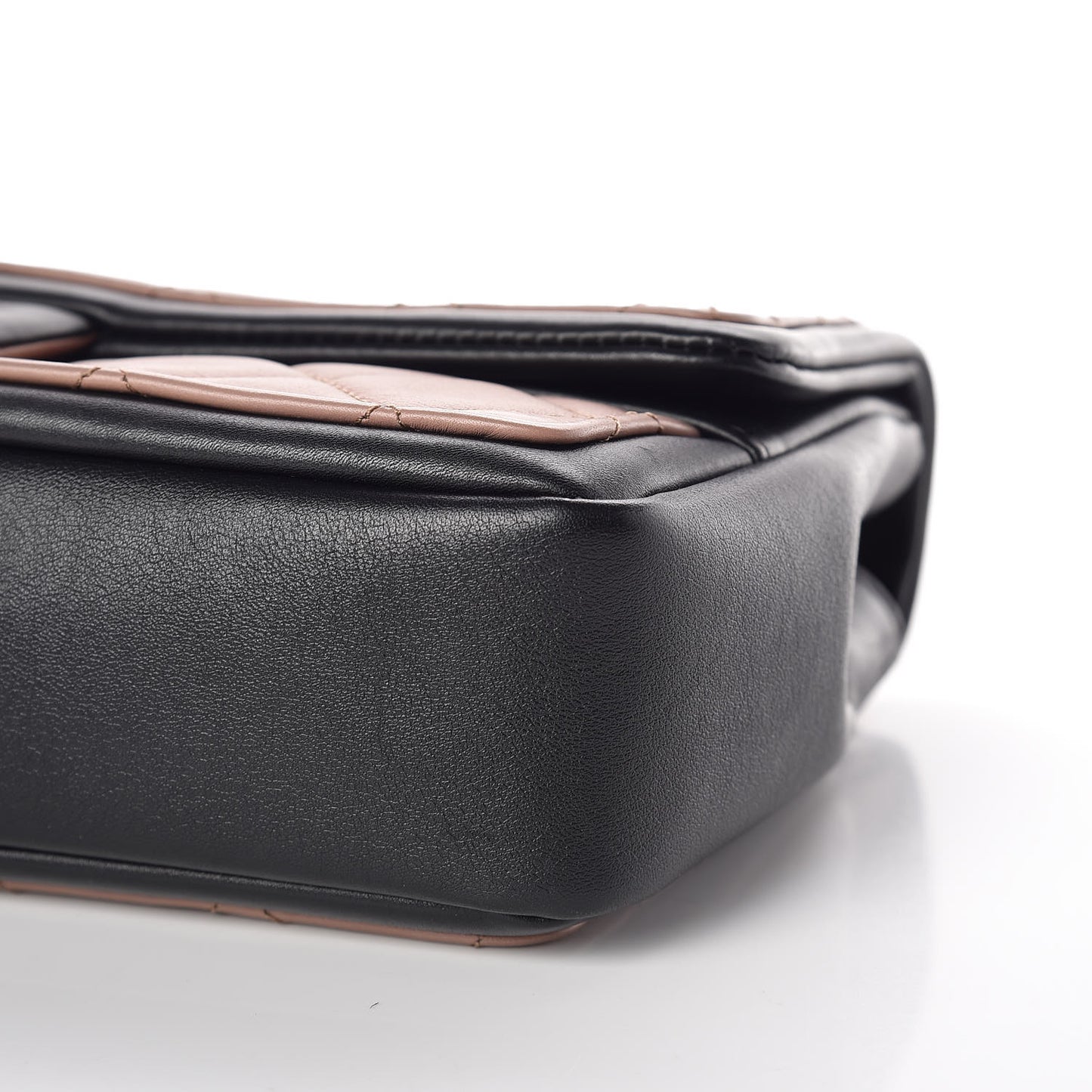 Calfskin Quilted Medium Graphic Flap Beige Black