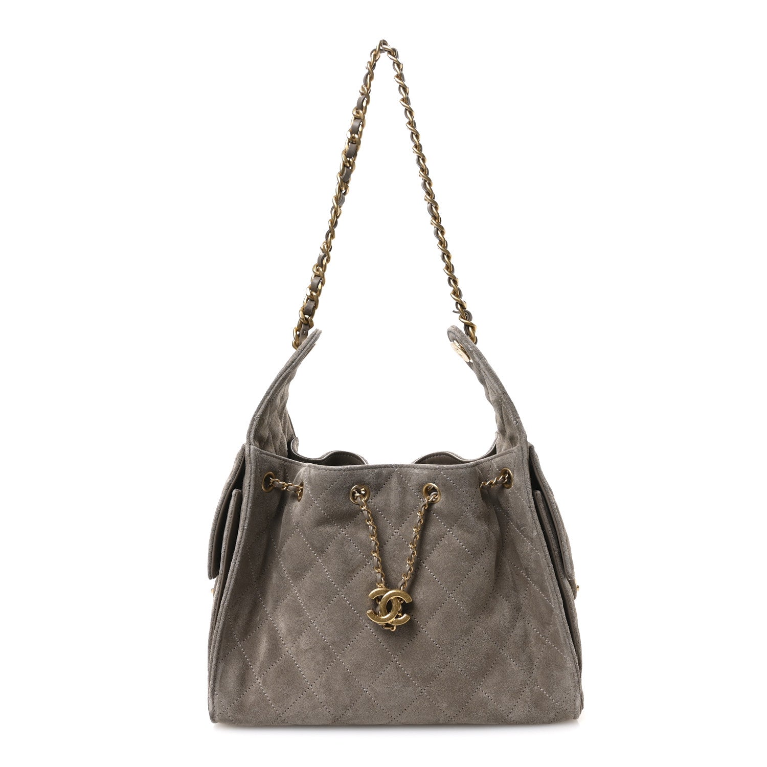 Chanel Suede Quilted Small Chanel 25 Handbag Dark Grey 1 of 11