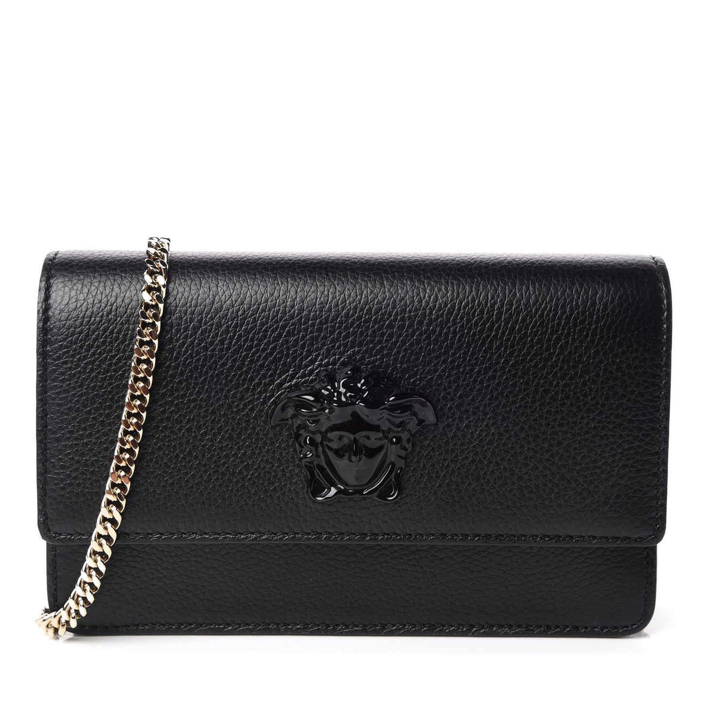 Grained Calfskin Palazzo Chain Evening Bag Black
