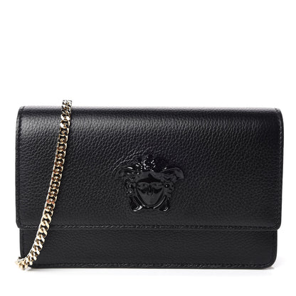 Versace Grained Calfskin Palazzo Chain Evening Bag Black 1 of 10