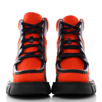 Gucci Casy Wool Quebec Calfskin Web Mens Interlocking G Lace Up Combat Boots 9 Bitter Blue 2 of 18