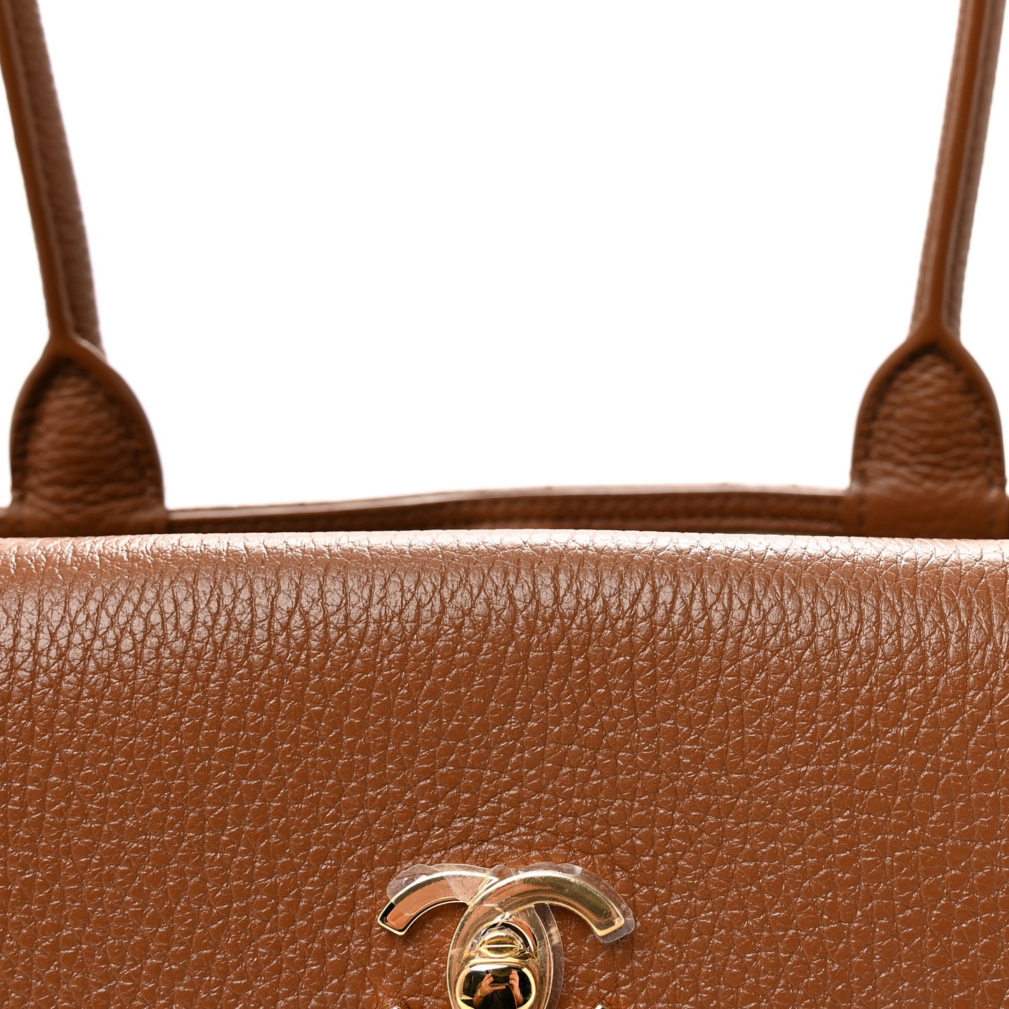 Grained Calfskin Stitched Urban Essentials Small Shopping Bag Camel