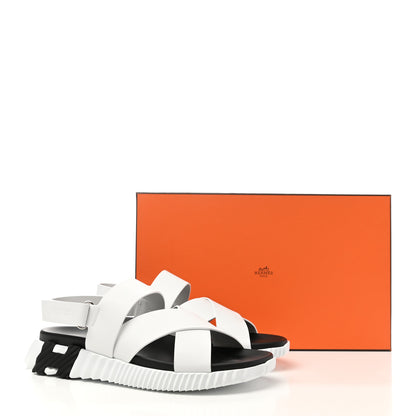 Hermes Calfskin Goatskin Mens Electric Sandals 42 White 13 of 13
