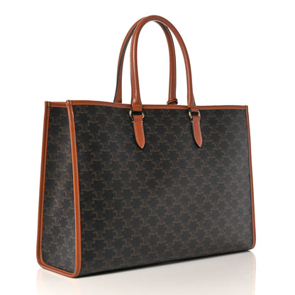 Celine Triomphe Canvas Calfskin Horizontal Cabas Tan 3 of 15